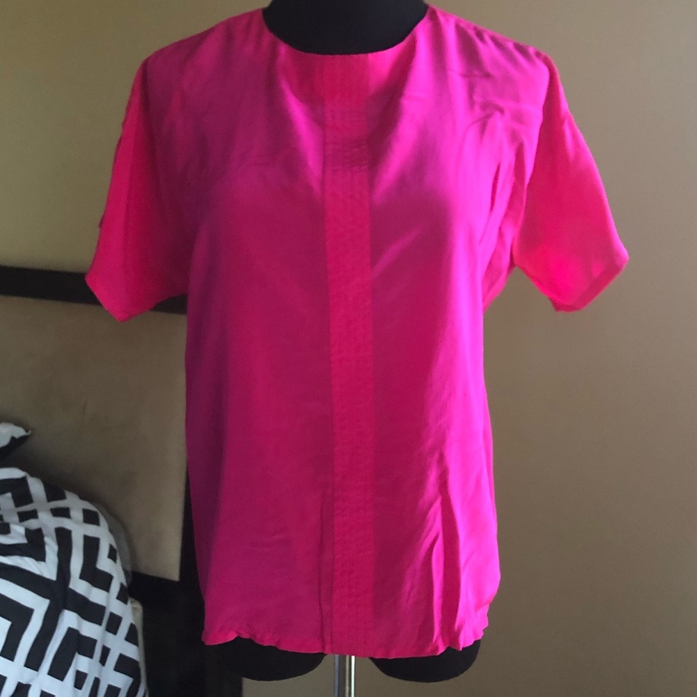 Bright pink oscar se la renta blouse